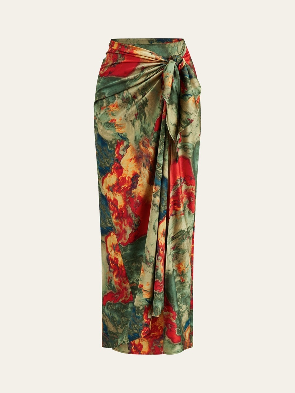 Commense Printed Wrap-Tie Maxi Skirt